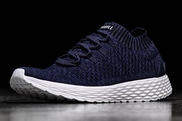 Navy Nobull Midnight Knit Runner Men's Running Shoes | CA E1035B